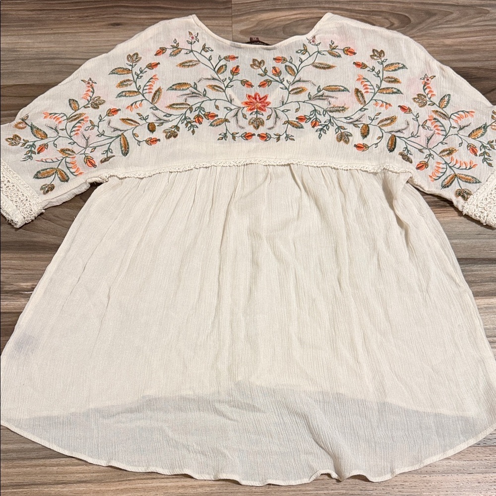 RANNA GILL by Anthropologie Jumel Embroidered Blouse Boho Peasant Women’s XS - Picture 7 of 10